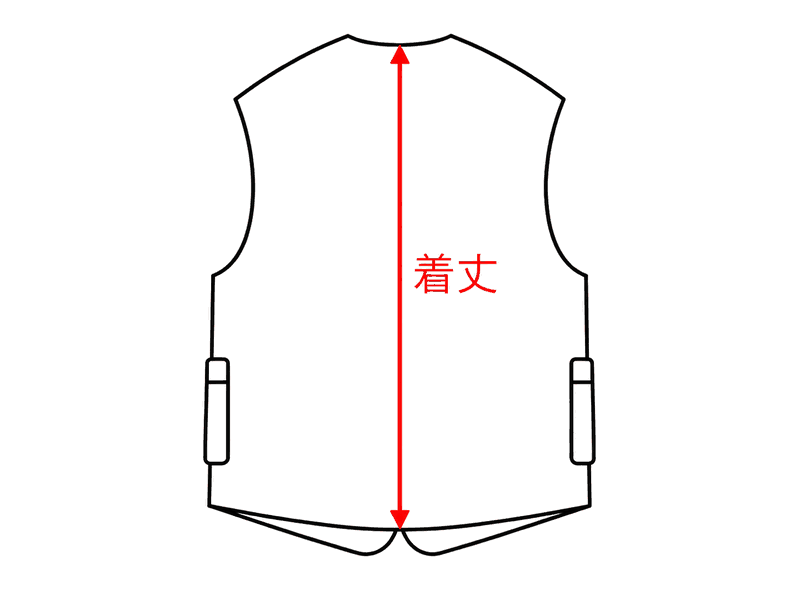 ベスト背面の計測箇所:着丈